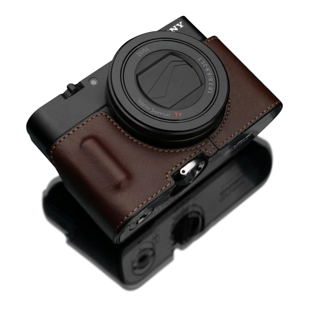 Gariz Sony RX100 MK3 / MK4 Brown Leather Camera Half Case HG-RX100M3BR