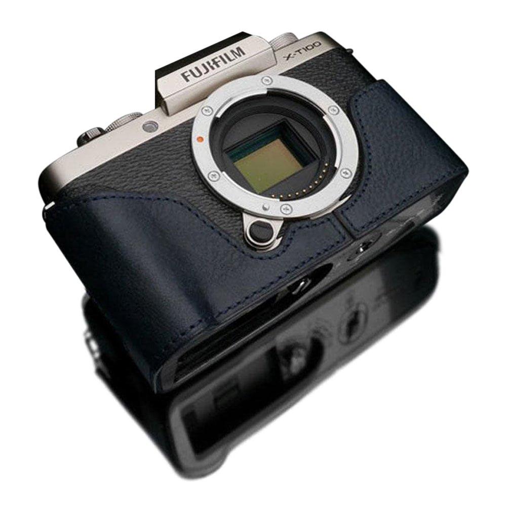 XS-CHXT100NV Leather Navy Camera Half Case w/ Capfix for Fujifilm X-T100