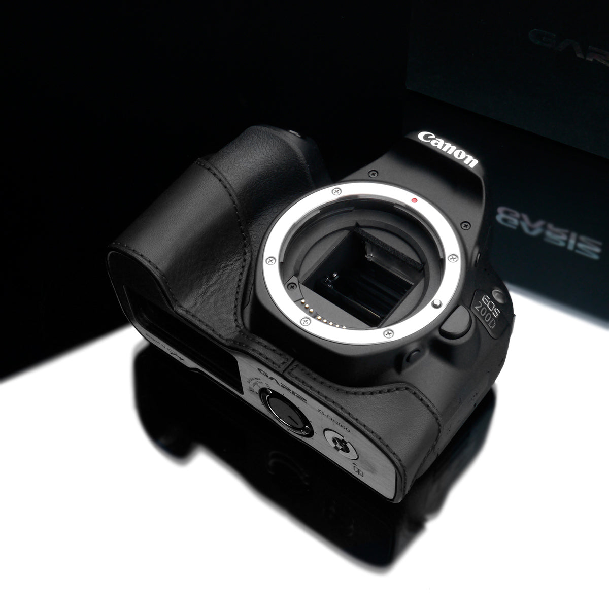 Gariz XS-CH200DBK Genuine Leather Half Case for Canon 200D / Rebel SL2 (Black)