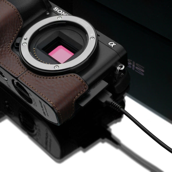 Gariz Brown Leather Camera Half Case XS-CHA6000BR for Sony A6000