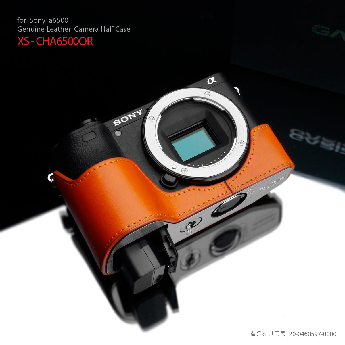 Gariz XS-CHA6500OR Genuine Leather Camera Half Case Orange for Sony A6500