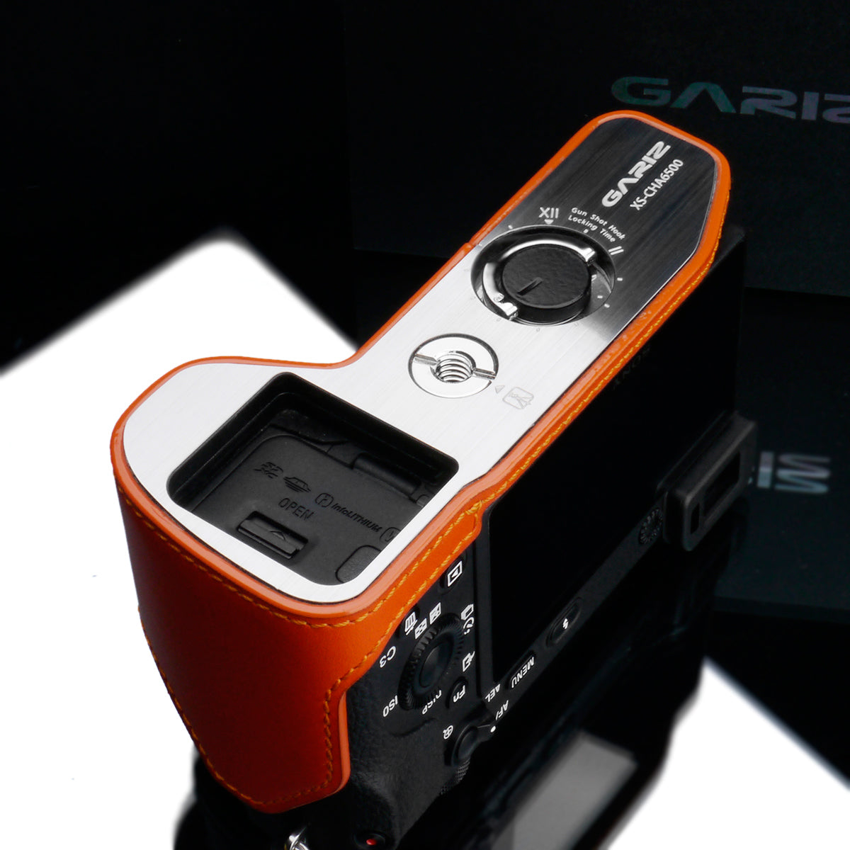 Gariz XS-CHA6500OR Genuine Leather Camera Half Case Orange for Sony A6500