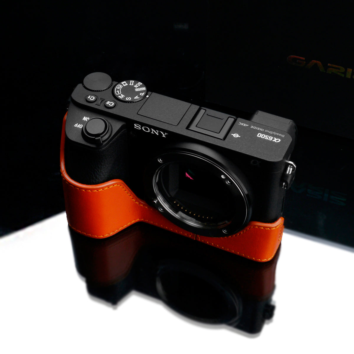 Gariz XS-CHA6500OR Genuine Leather Camera Half Case Orange for Sony A6500