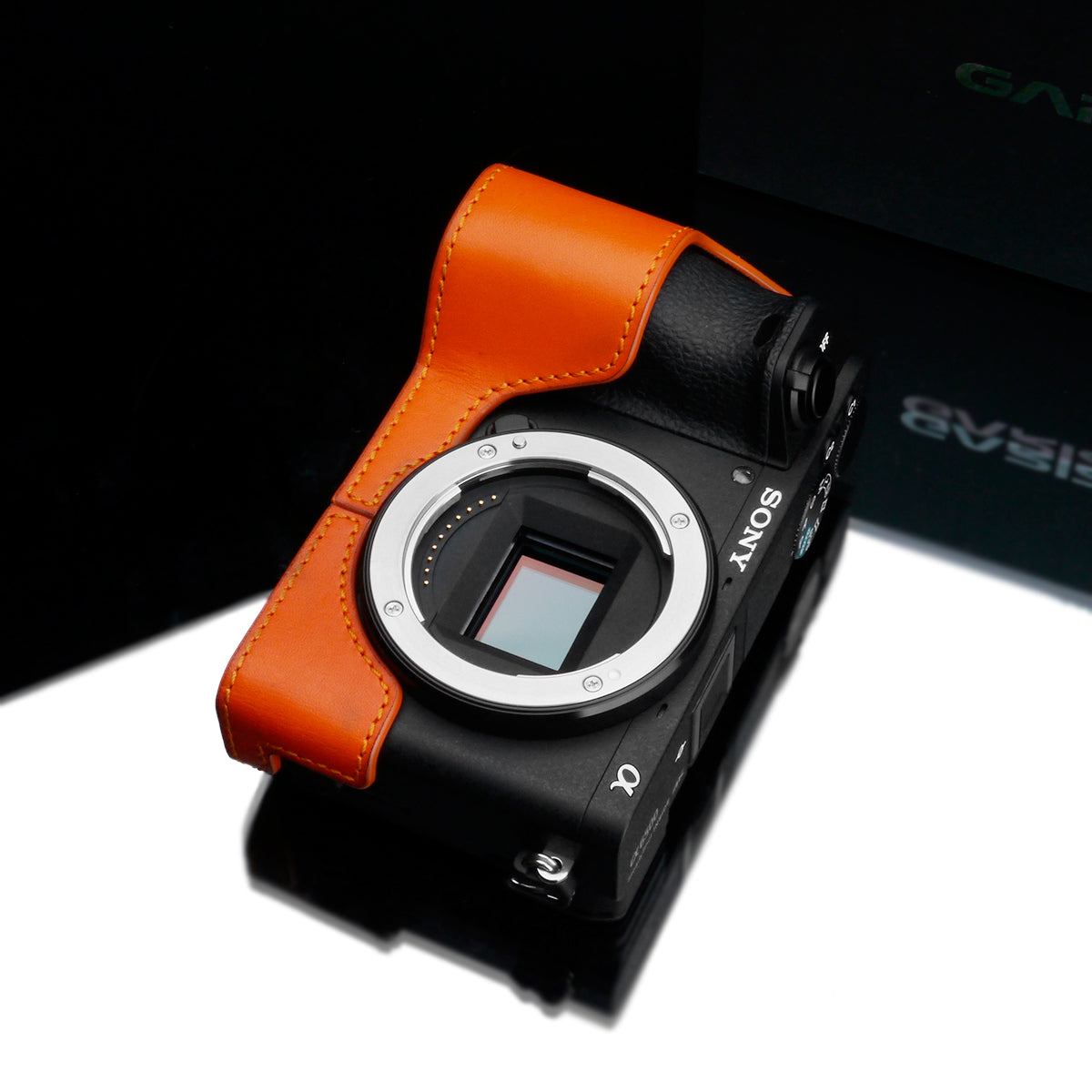 Gariz XS-CHA6500OR Genuine Leather Camera Half Case Orange for Sony A6500