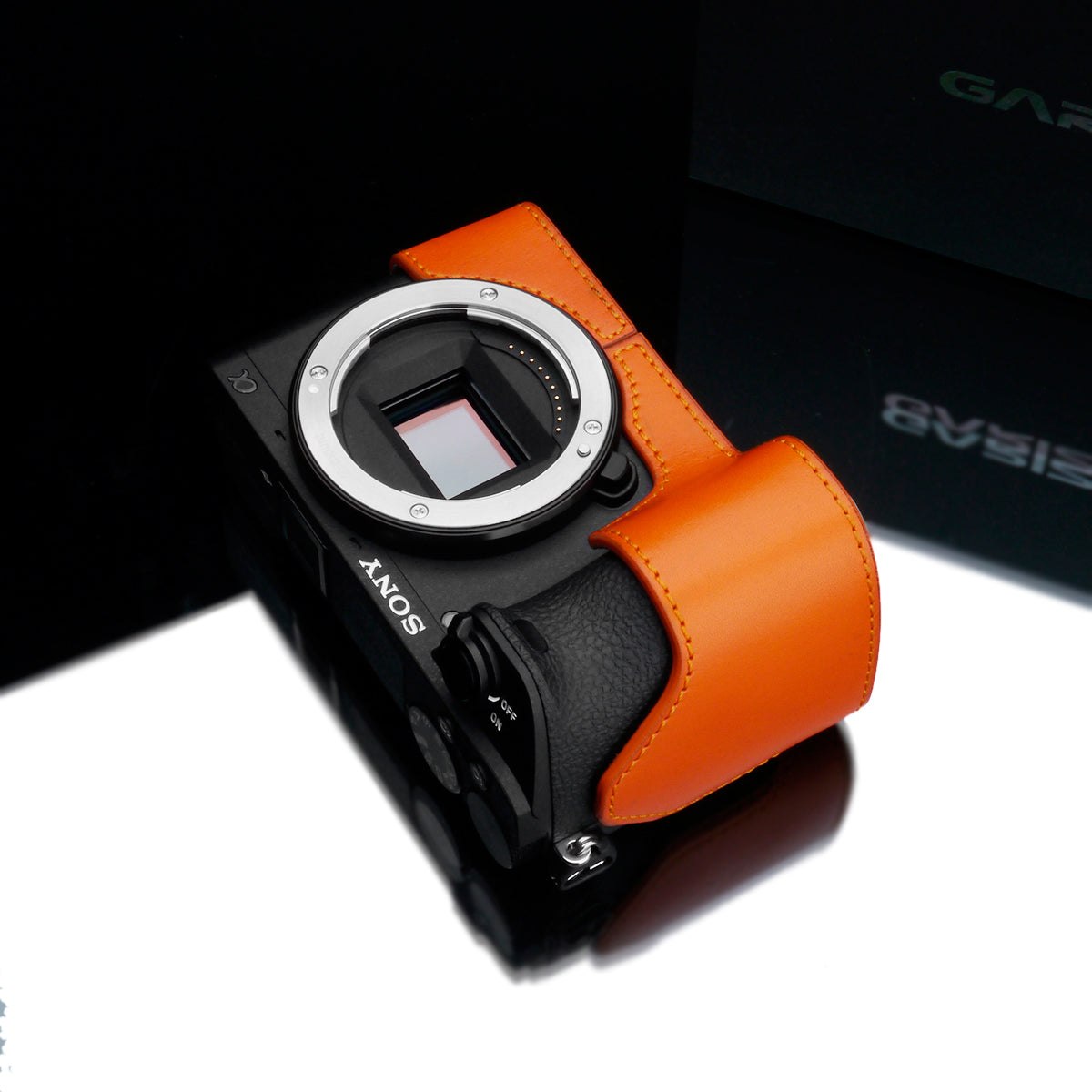 Gariz XS-CHA6500OR Genuine Leather Camera Half Case Orange for Sony A6500