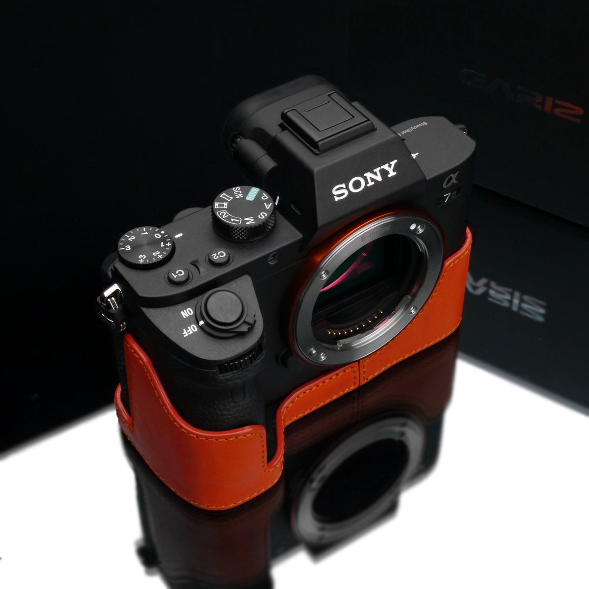 Gariz Orange Leather Camera Half Case XS-CHA7IIOR for Sony Alpha A7II A7RII Mark 2