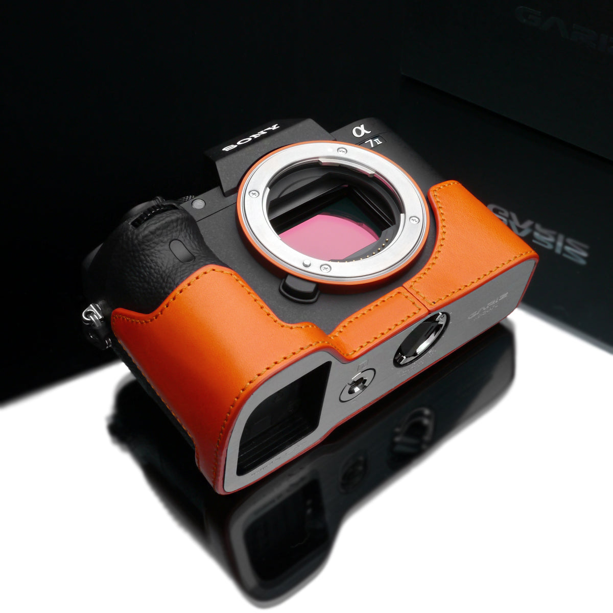 Gariz Orange Leather Camera Half Case XS-CHA7IIOR for Sony Alpha A7II A7RII Mark 2