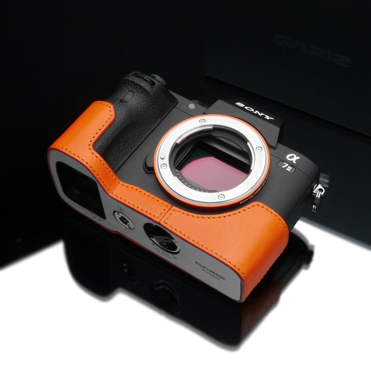 Gariz Orange Leather Camera Half Case XS-CHA7IIOR for Sony Alpha A7II A7RII Mark 2