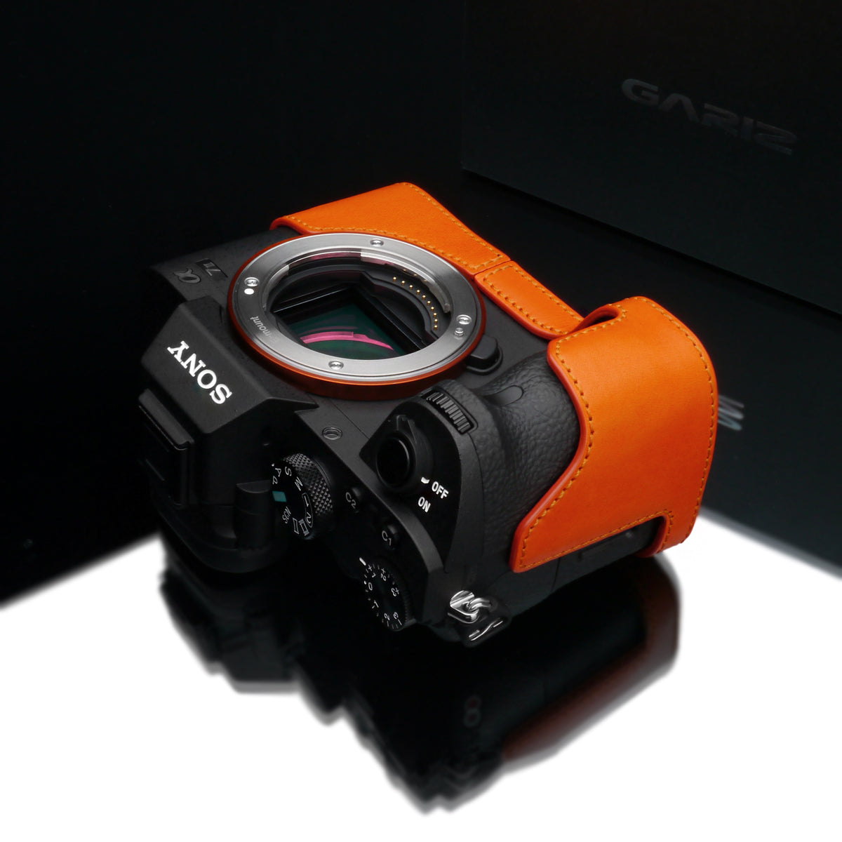 Gariz Orange Leather Camera Half Case XS-CHA7IIOR for Sony Alpha A7II A7RII Mark 2