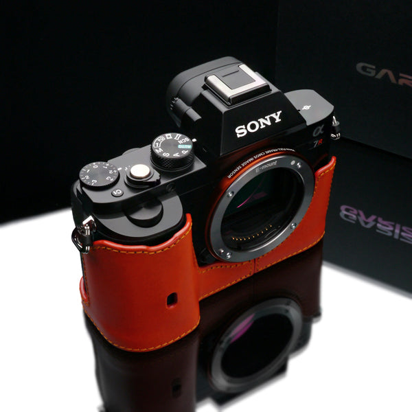 Gariz Orange Leather Camera Half Case XS-CHA7OR for Sony Alpha A7 A7R A7S