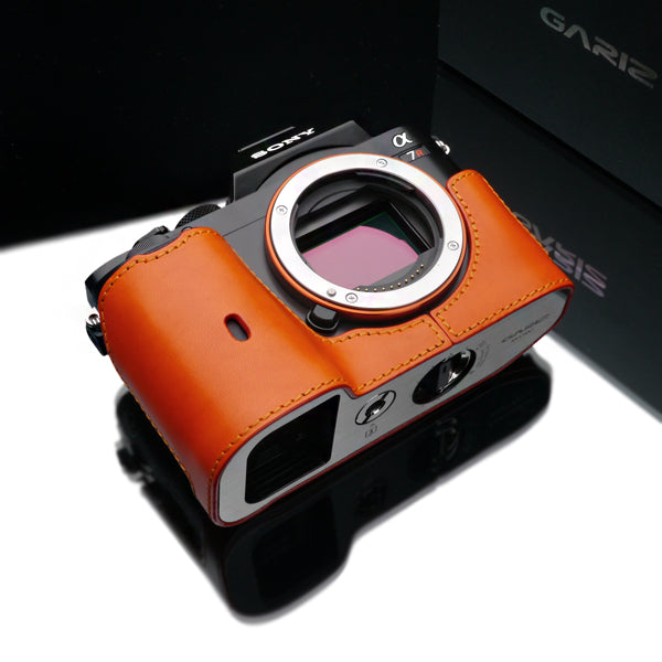 Gariz Orange Leather Camera Half Case XS-CHA7OR for Sony Alpha A7 A7R A7S