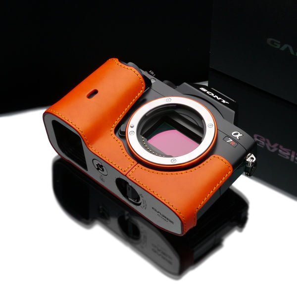 Gariz Orange Leather Camera Half Case XS-CHA7OR for Sony Alpha A7 A7R A7S
