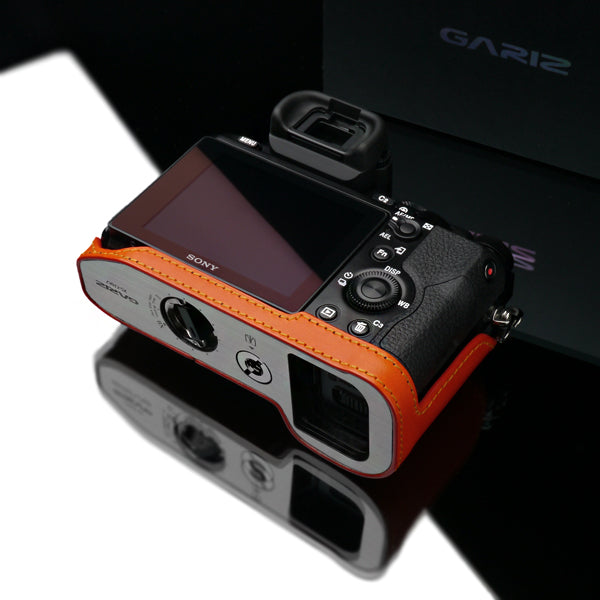 Gariz Orange Leather Camera Half Case XS-CHA7OR for Sony Alpha A7 A7R A7S