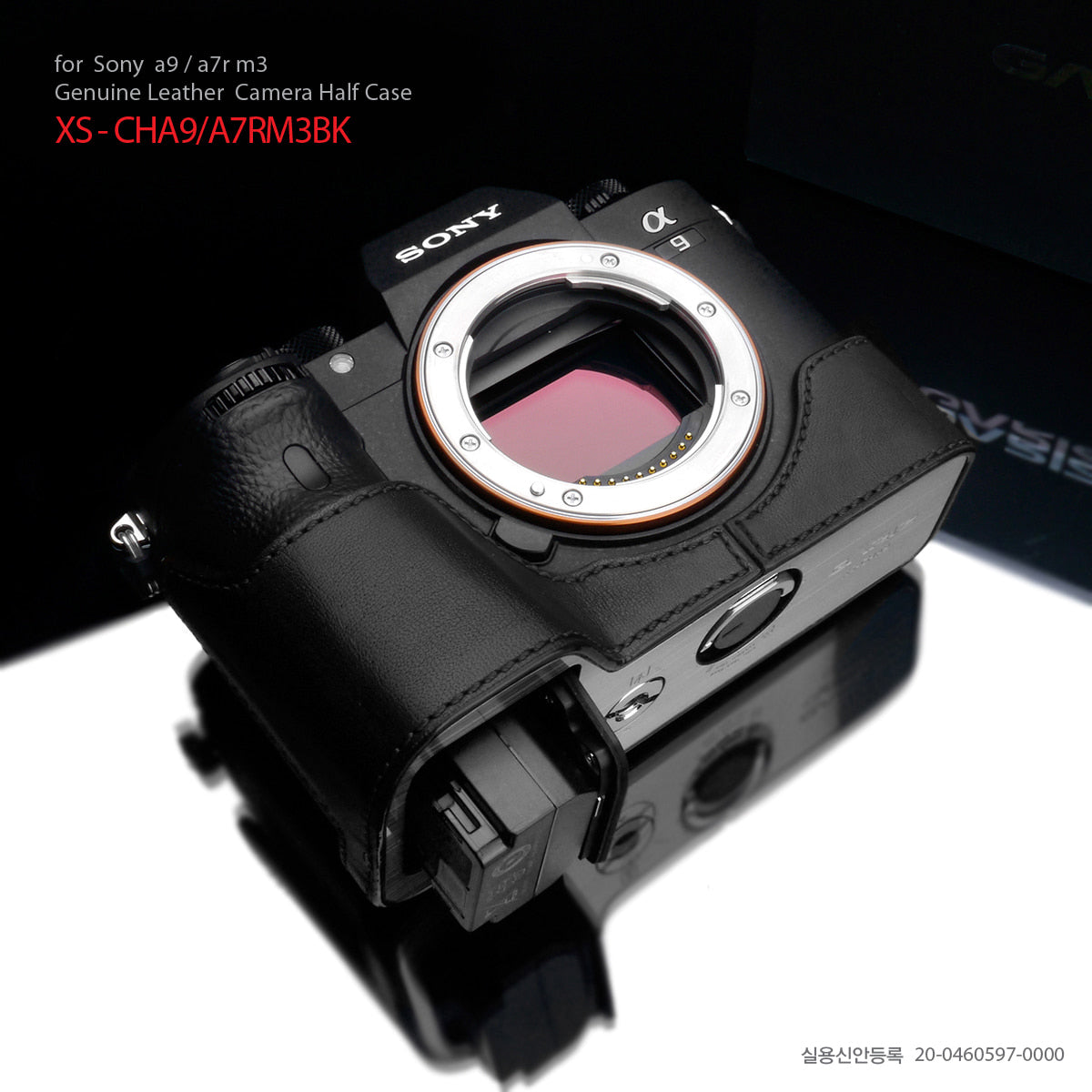 Gariz Black Leather Camera Half Case XS-CHA9BK for Sony Alpha A7III A7RIII A9 ILCE-9 ILCE-A7M3