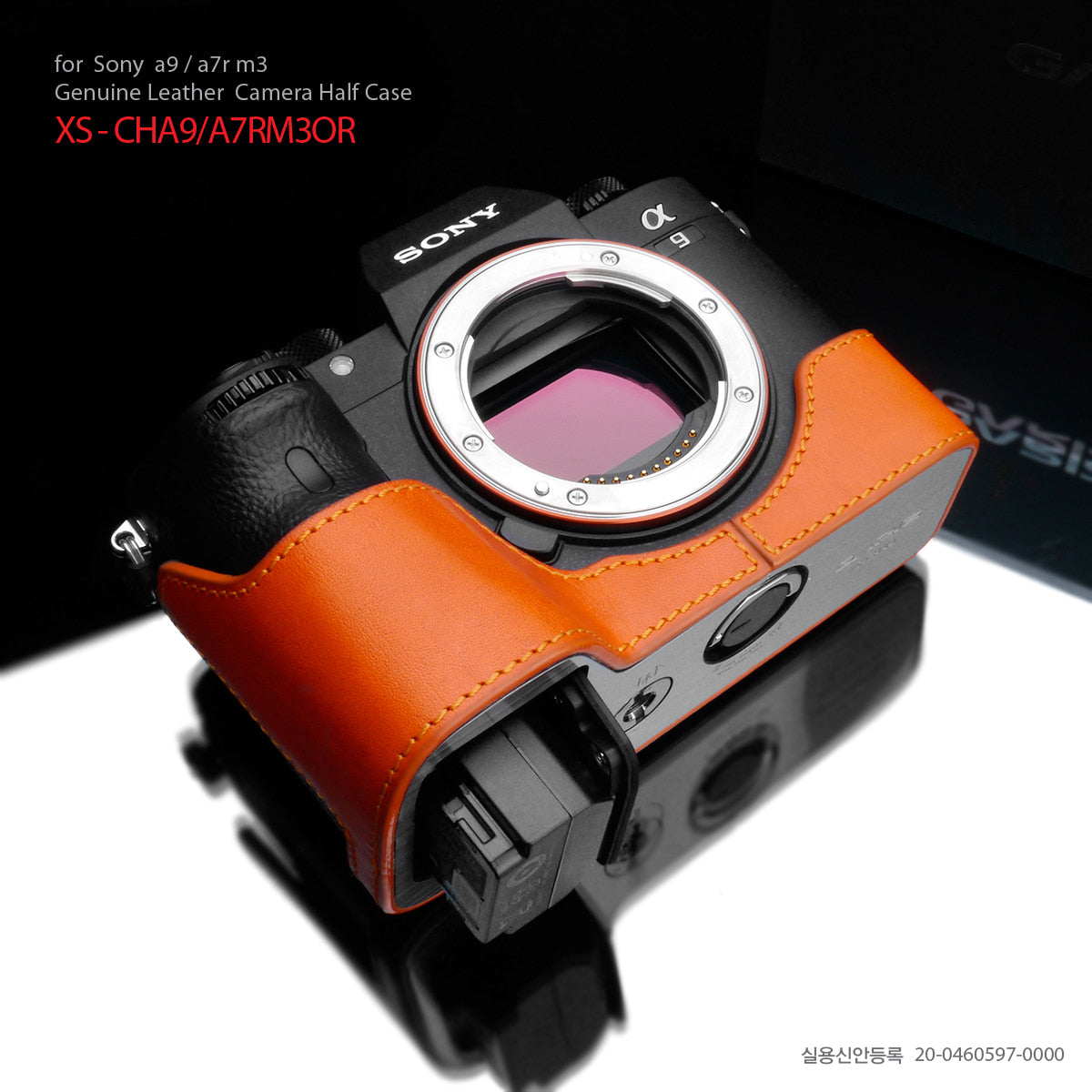 Gariz Orange Leather Camera Half Case XS-CHA9OR for Sony Alpha A7III A7RIII A9 ILCE-9
