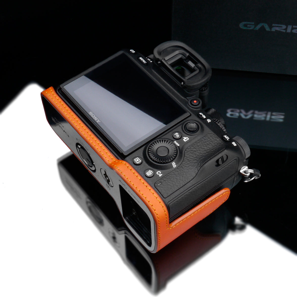 Gariz Orange Leather Camera Half Case XS-CHA9OR for Sony Alpha A7III A7RIII A9 ILCE-9