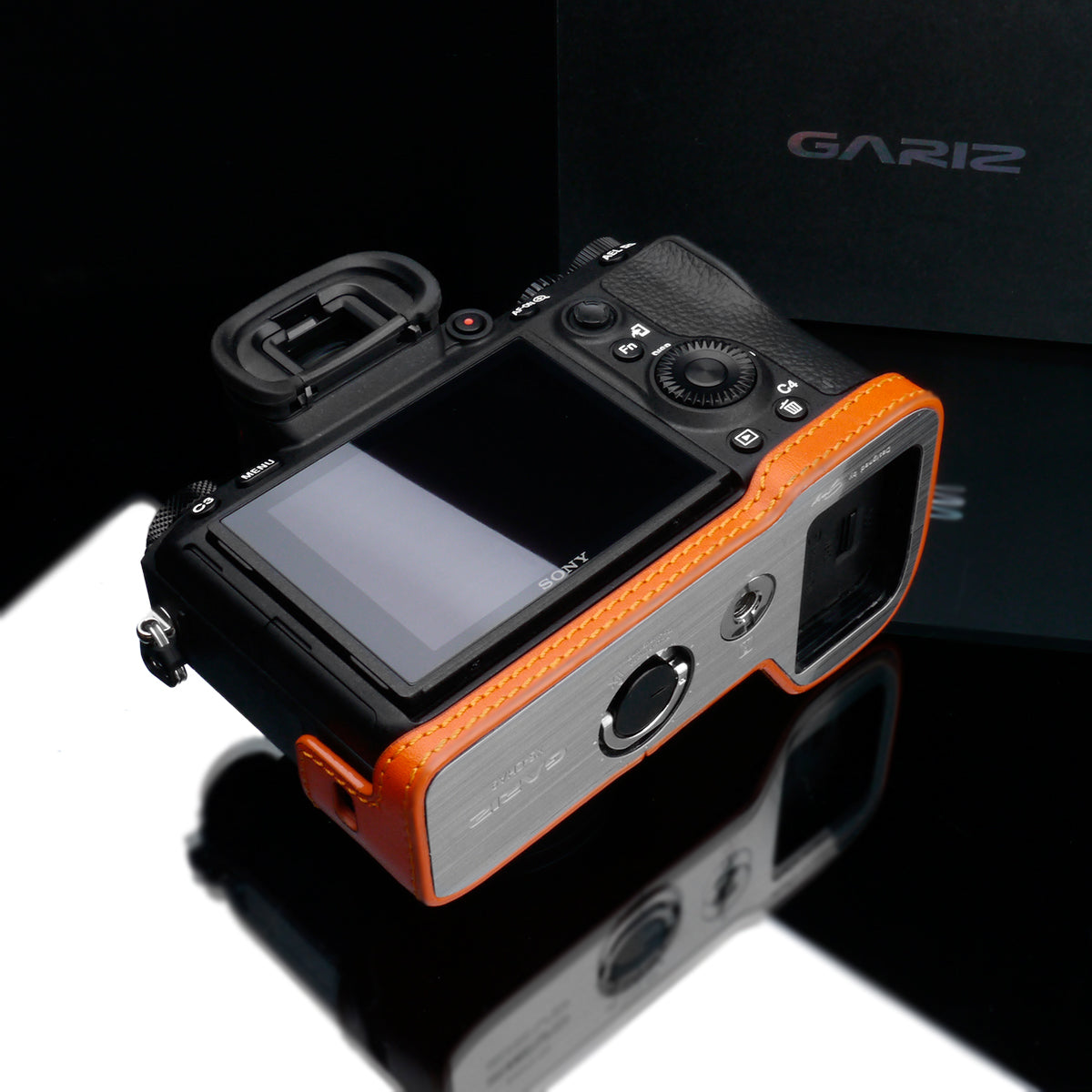 Gariz Orange Leather Camera Half Case XS-CHA9OR for Sony Alpha A7III A7RIII A9 ILCE-9