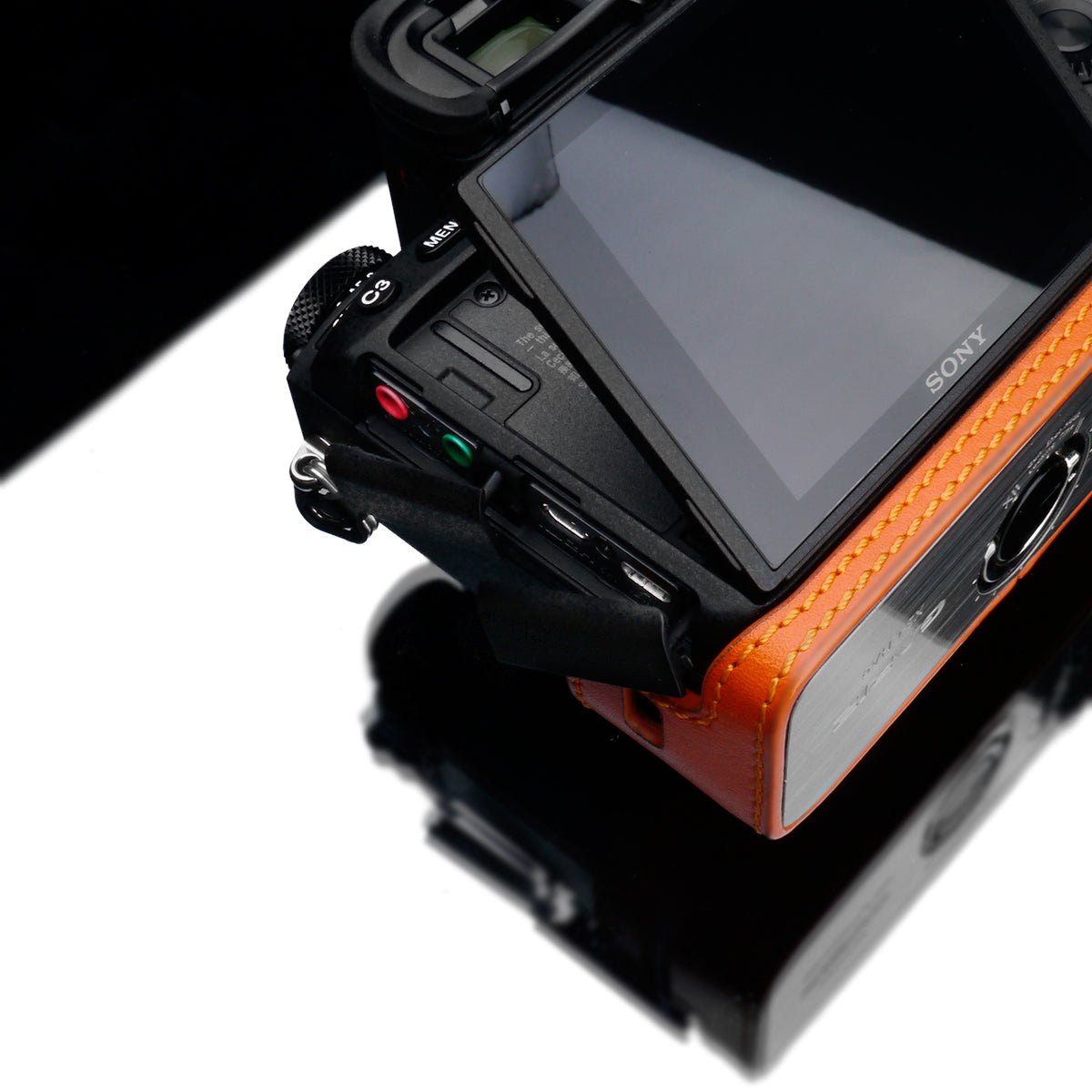 Gariz Orange Leather Camera Half Case XS-CHA9OR for Sony Alpha A7III A7RIII A9 ILCE-9