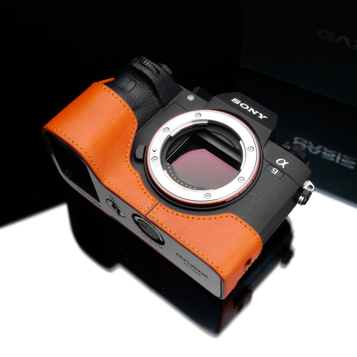 Gariz Orange Leather Camera Half Case XS-CHA9OR for Sony Alpha A7III A7RIII A9 ILCE-9