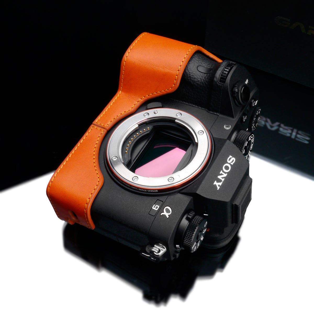 Gariz Orange Leather Camera Half Case XS-CHA9OR for Sony Alpha A7III A7RIII A9 ILCE-9