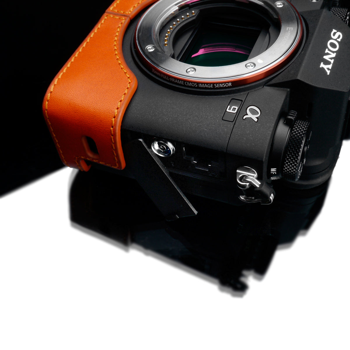 Gariz Orange Leather Camera Half Case XS-CHA9OR for Sony Alpha A7III A7RIII A9 ILCE-9