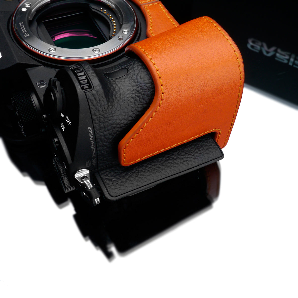 Gariz Orange Leather Camera Half Case XS-CHA9OR for Sony Alpha A7III A7RIII A9 ILCE-9