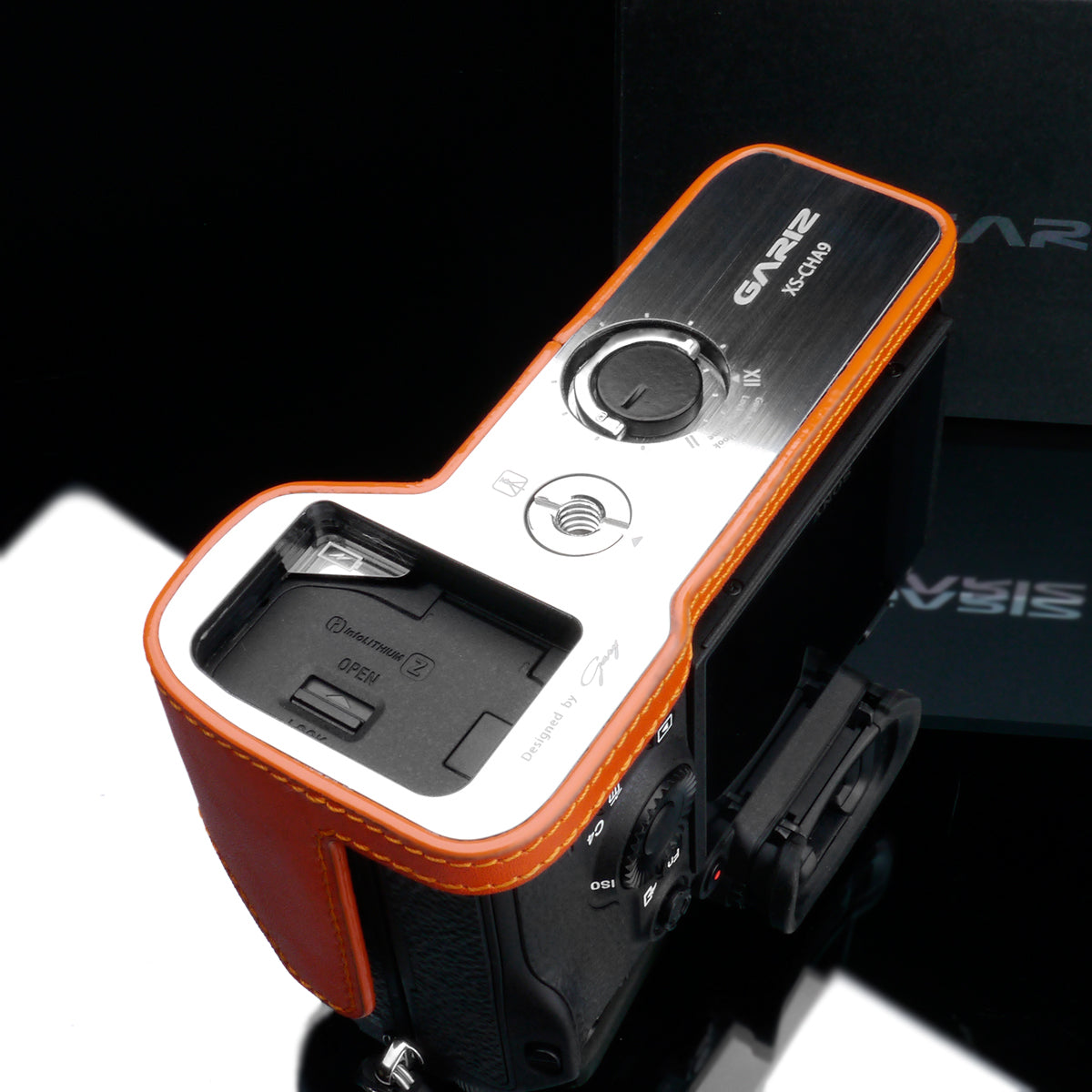 Gariz Orange Leather Camera Half Case XS-CHA9OR for Sony Alpha A7III A7RIII A9 ILCE-9