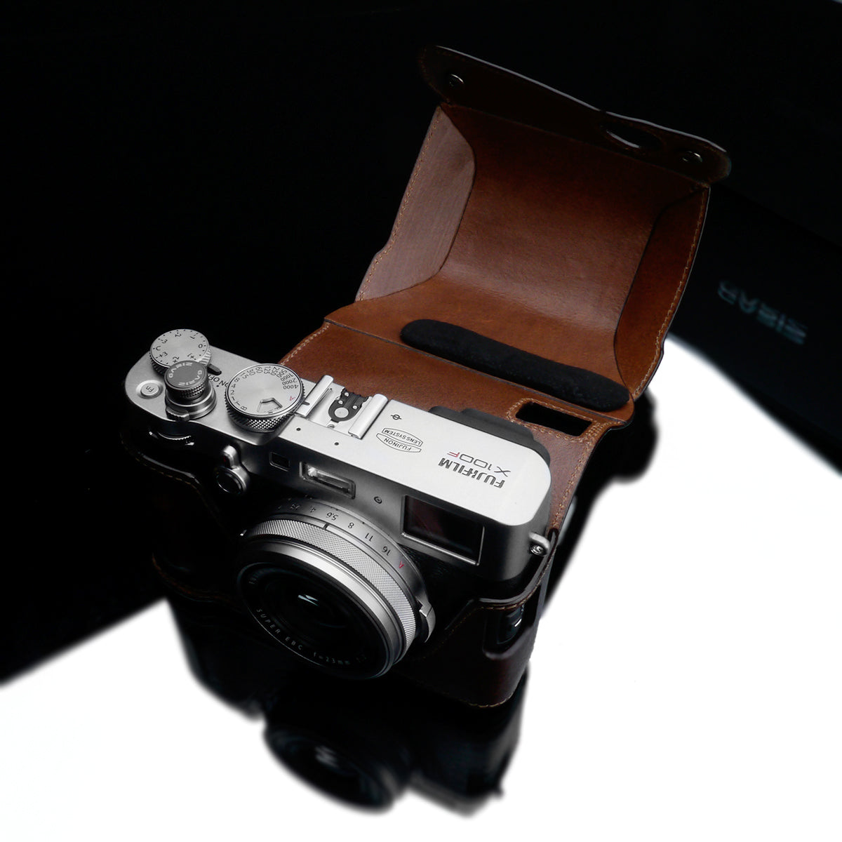 Gariz HG-CCX100FBR Genuine Leather Add-On Cover Case for Fuji X100F Brown