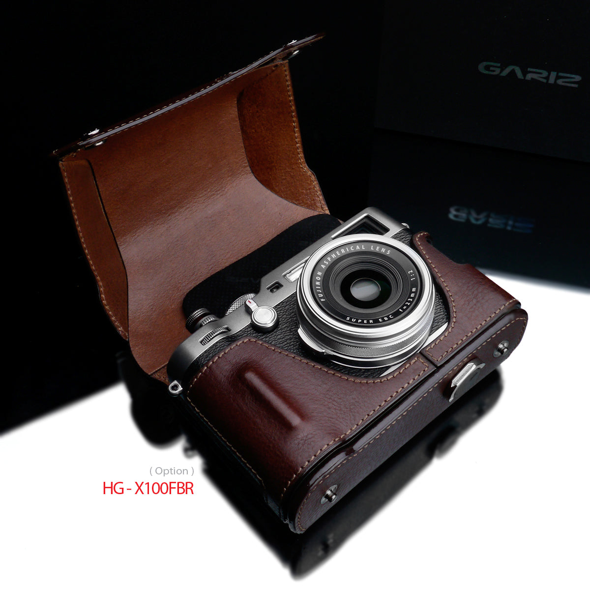 Gariz HG-CCX100FBR Genuine Leather Add-On Cover Case for Fuji X100F Brown
