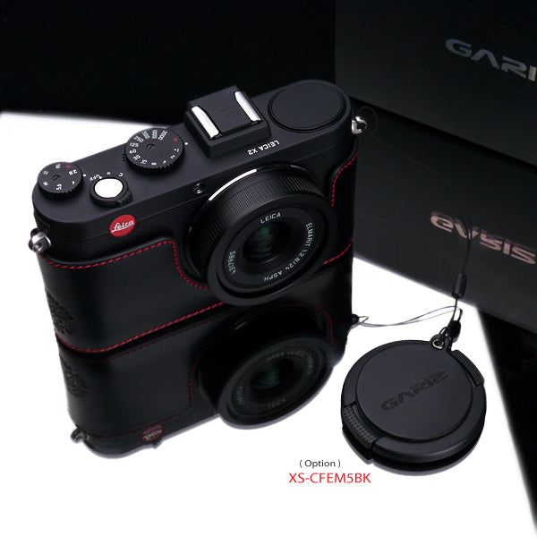 Gariz XS-CHX1MBKR Black Red Leather Half Case for Leica X1 X2