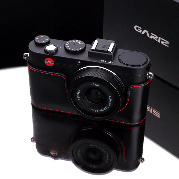 Gariz XS-CHX1MBKR Black Red Leather Half Case for Leica X1 X2