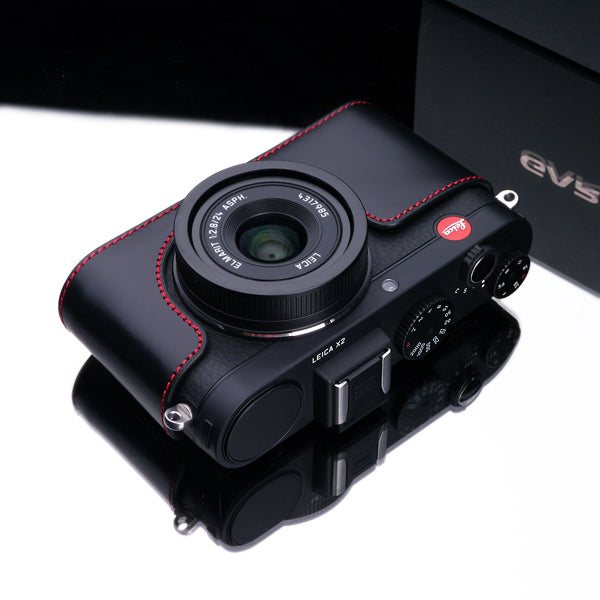 Gariz XS-CHX1MBKR Black Red Leather Half Case for Leica X1 X2