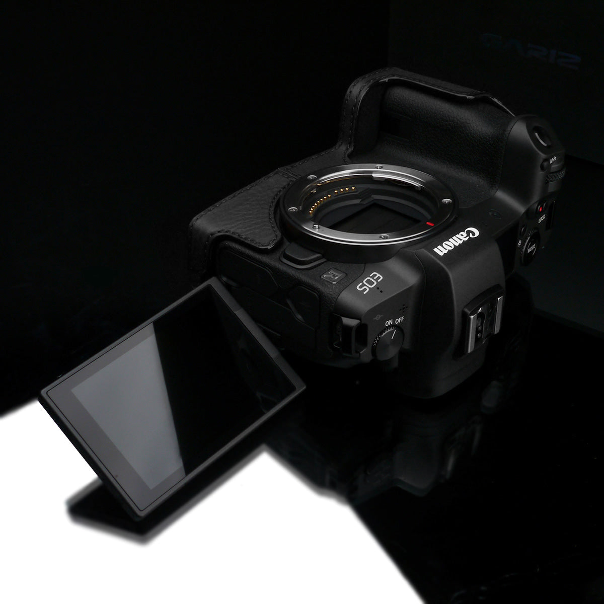 Gariz XS-CHEOSRBK Black Leather Camera Half Case for Canon EOS R