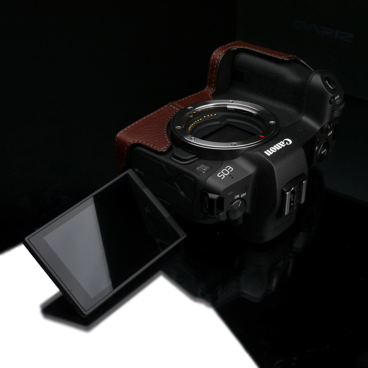 Gariz XS-CHEOSRBR Brown Leather Camera Half Case for Canon EOS R