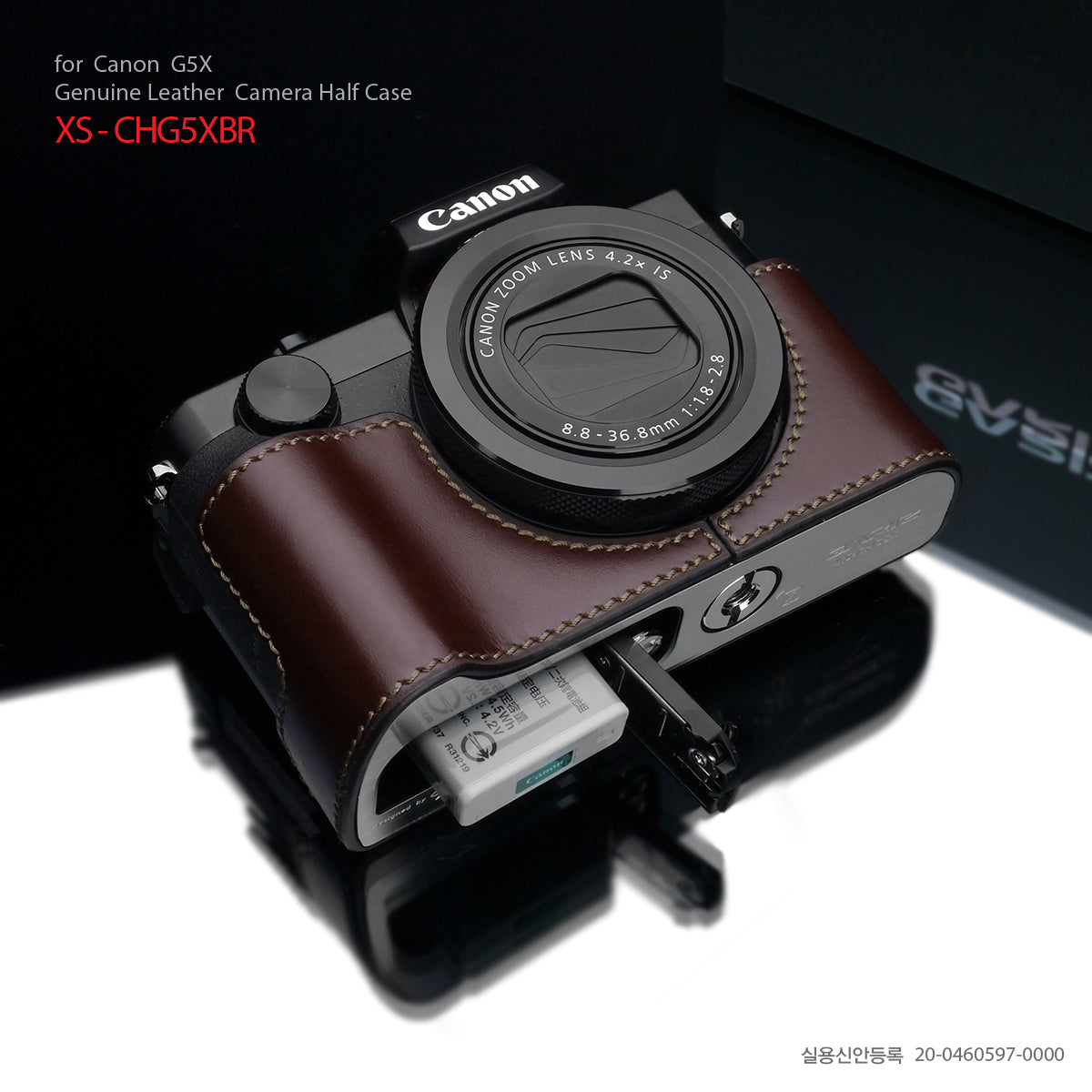 Gariz Brown Leather Camera Half Case XS-CHG5XBR for Canon PowerShot G5X