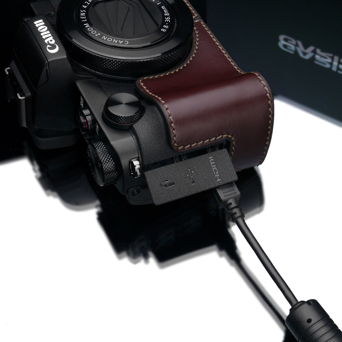 Gariz Brown Leather Camera Half Case XS-CHG5XBR for Canon PowerShot G5X