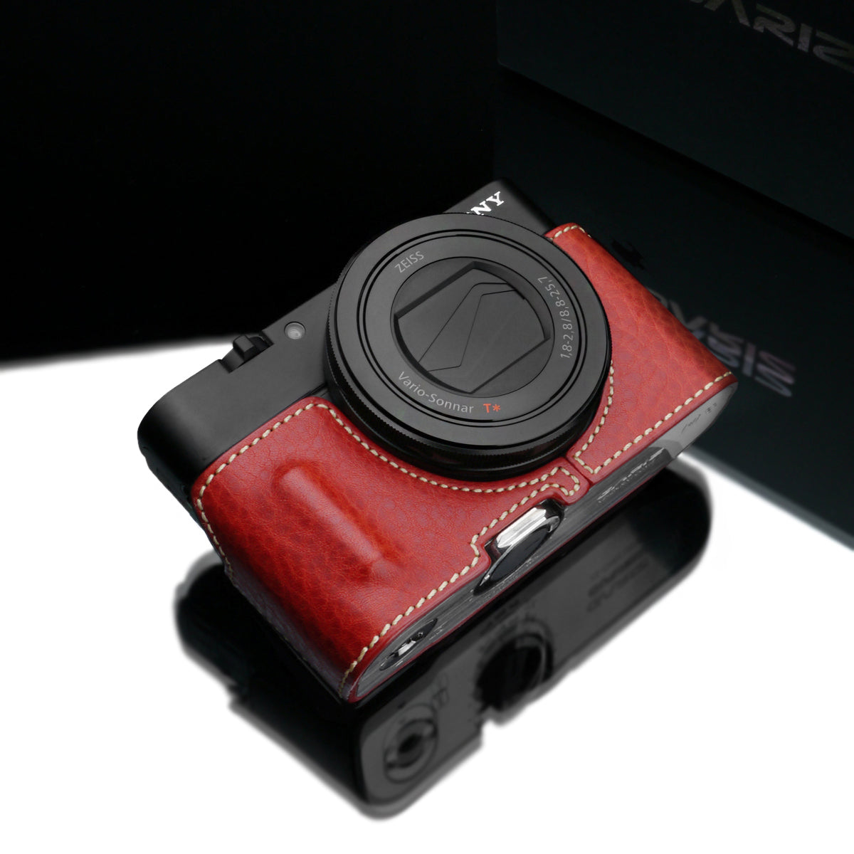 Gariz Sony RX100 MK3 / MK4 Red Leather Camera Half Case HG-RX100M3R (Grip Version)