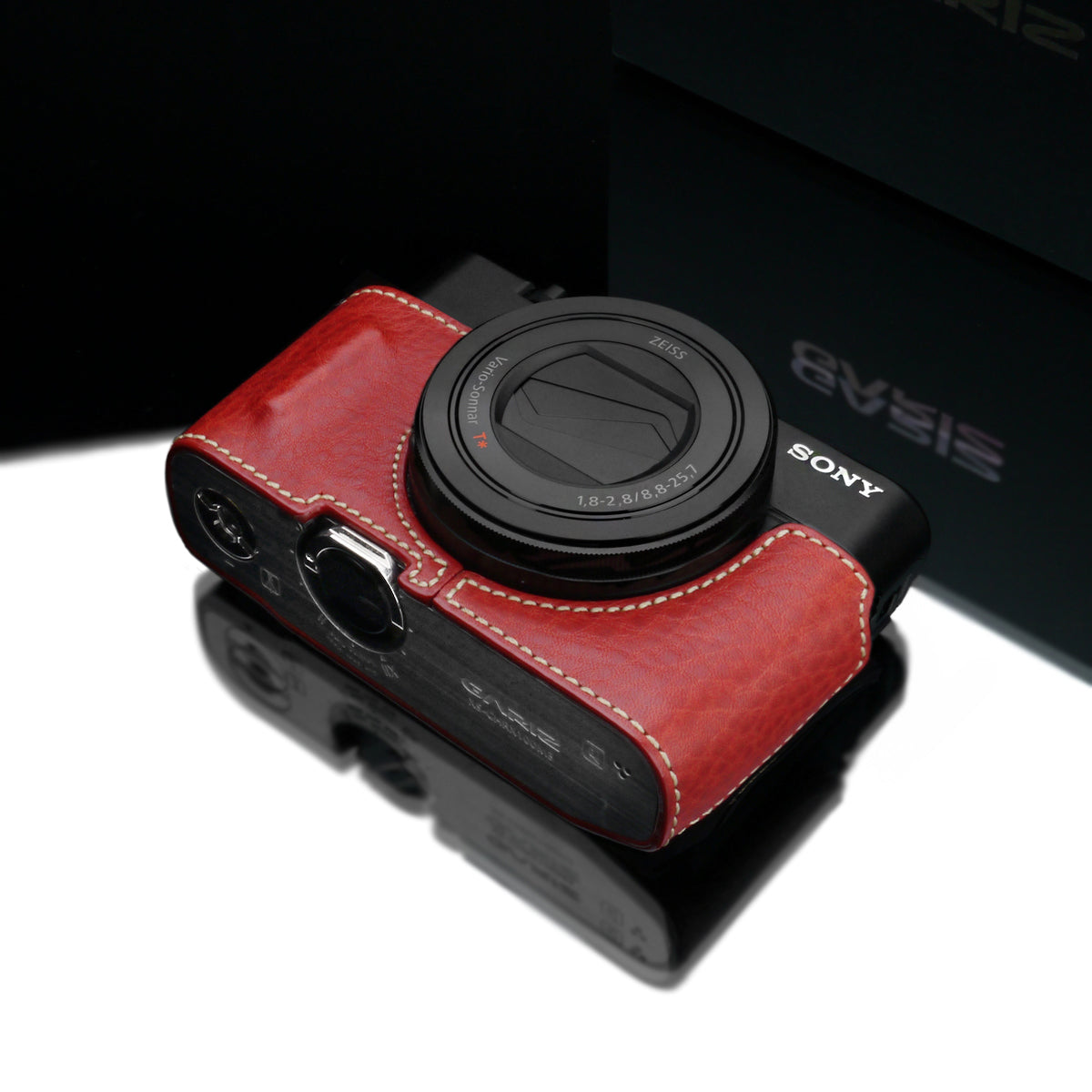 Gariz Sony RX100 MK3 / MK4 Red Leather Camera Half Case HG-RX100M3R (Grip Version)