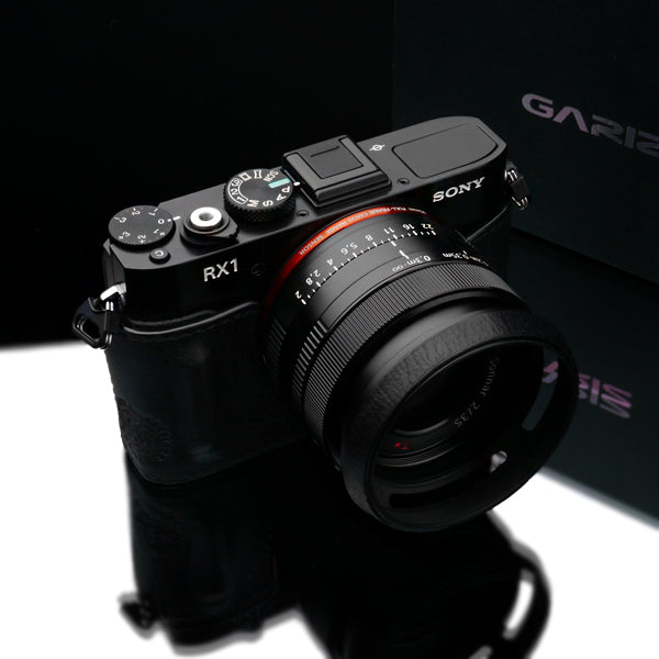 Gariz HG-RX1BK Black Leather Camera Half Case for Sony RX1 RX1R with Hand Grip + Cap Fix