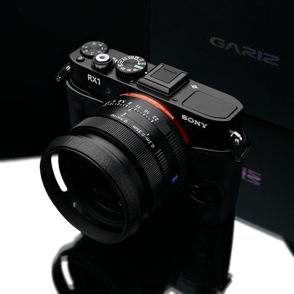 Gariz HG-RX1BK Black Leather Camera Half Case for Sony RX1 RX1R with Hand Grip + Cap Fix