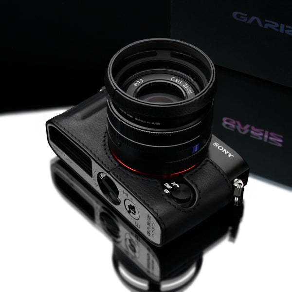 Gariz HG-RX1BK Black Leather Camera Half Case for Sony RX1 RX1R with Hand Grip + Cap Fix