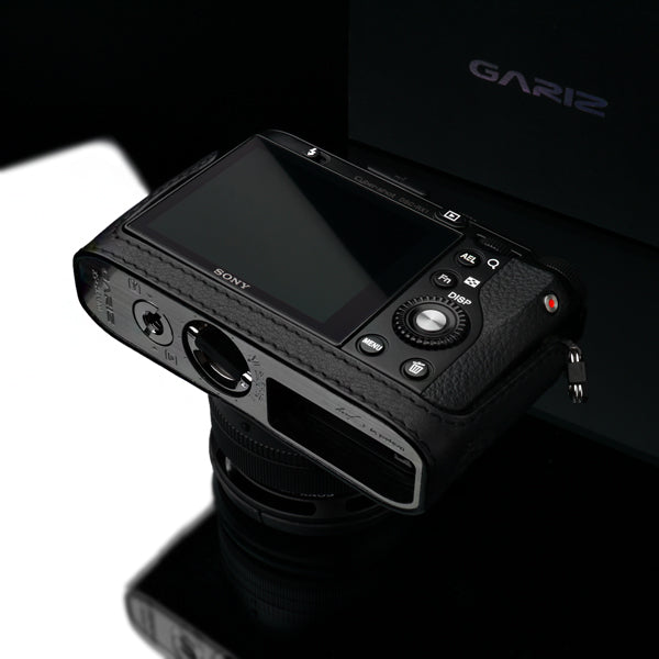Gariz HG-RX1BK Black Leather Camera Half Case for Sony RX1 RX1R with Hand Grip + Cap Fix