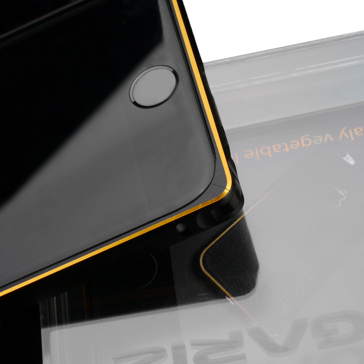 Gariz XA-IP6BS Metal Bumper Case Leather Skin for iPhone 6 6S Black Gold Trim