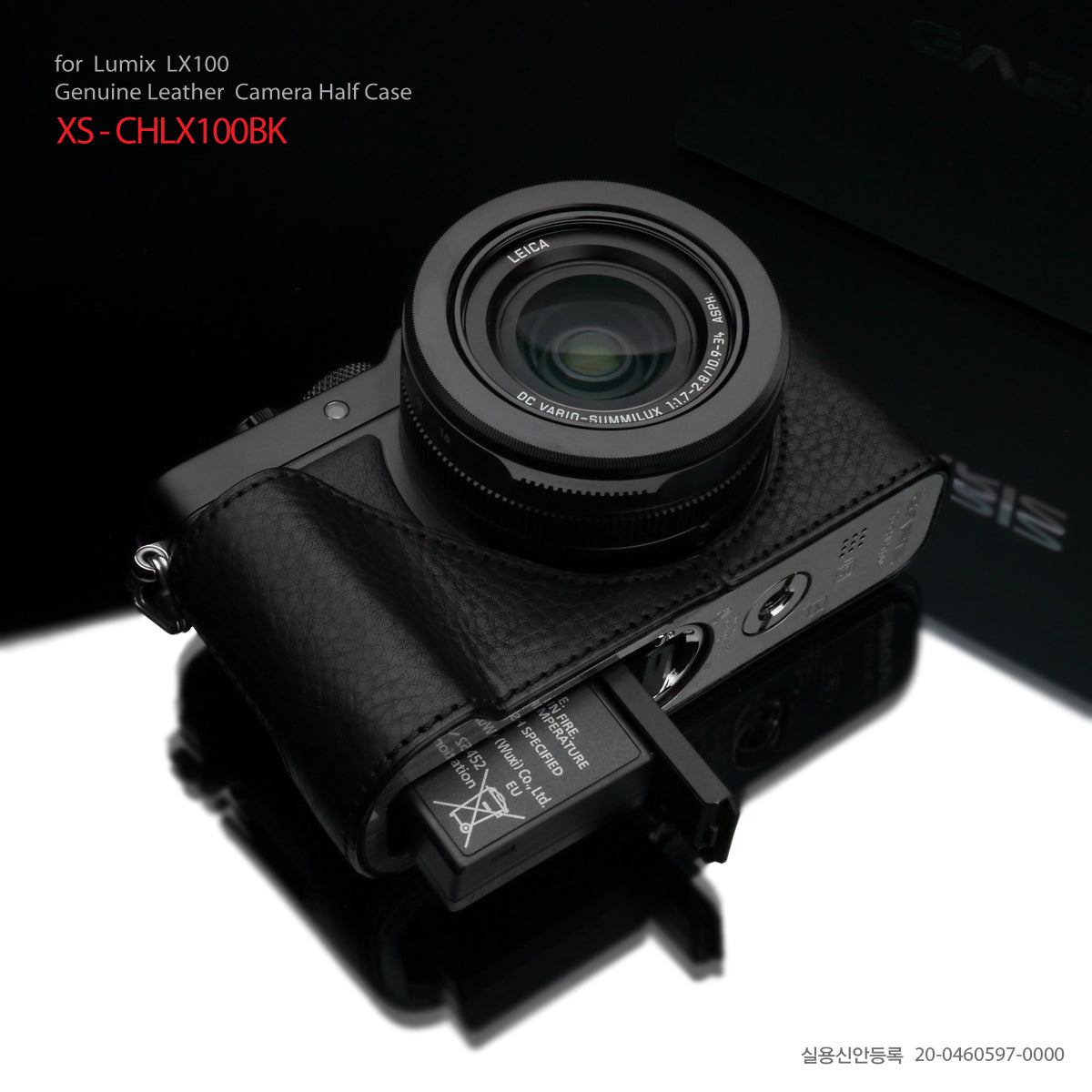 Gariz Black Leather Camera Half Case XS-CHLX100BK for Lumix LX100