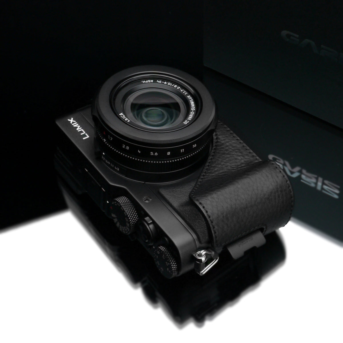Gariz Black Leather Camera Half Case XS-CHLX100BK for Lumix LX100