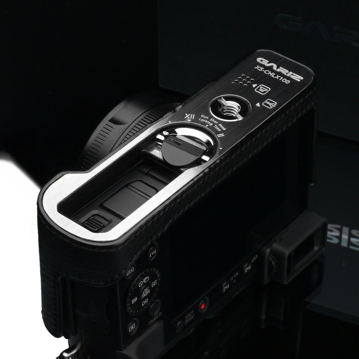 Gariz Black Leather Camera Half Case XS-CHLX100BK for Lumix LX100