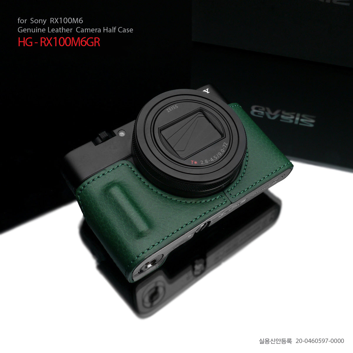 Gariz HG-RX100M6GR Leather Camera Half Case Green for Sony RX100M6 RX100VI