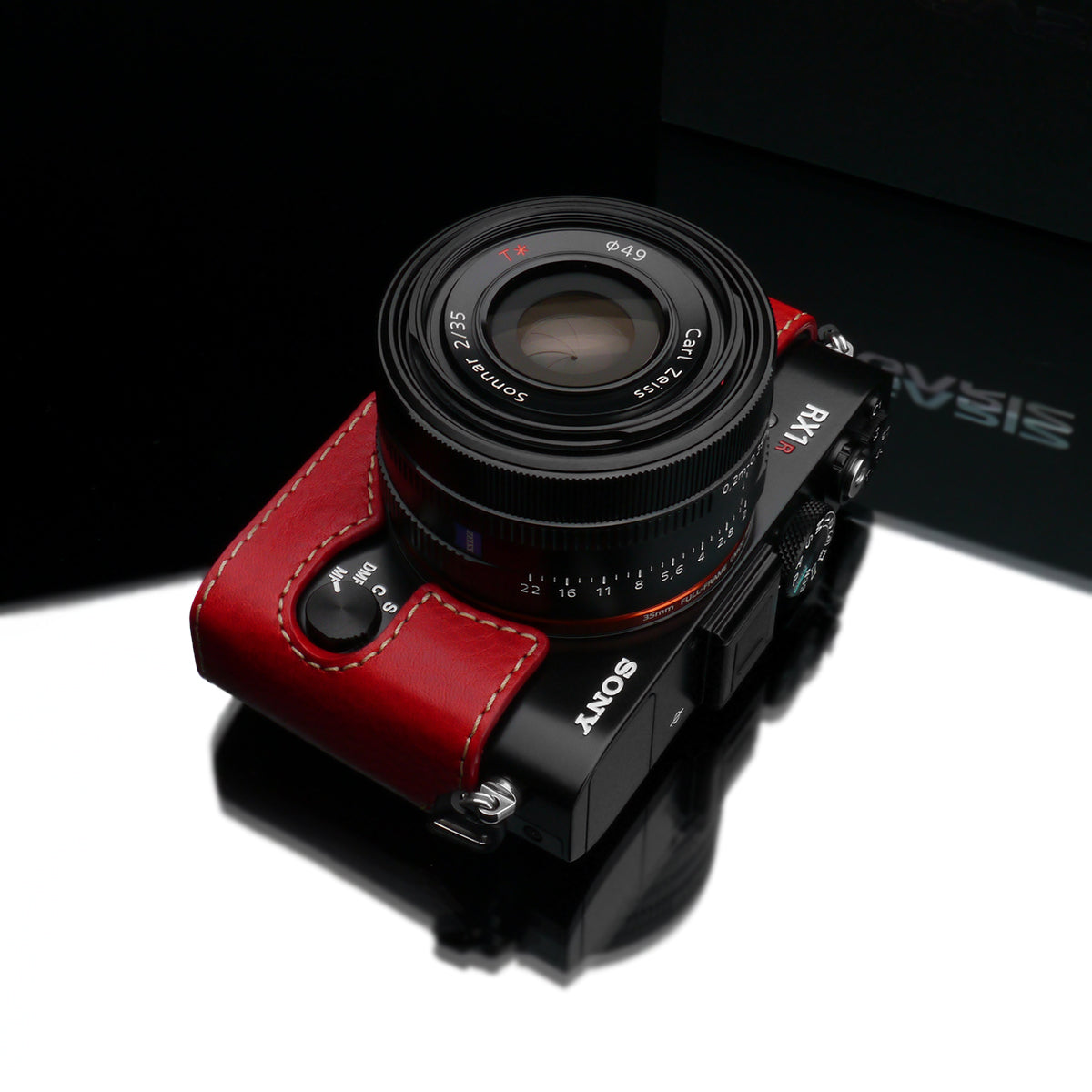 Gariz Red Leather Camera Half Case HG-RX1R2R for Sony DSC-RX1RII Case