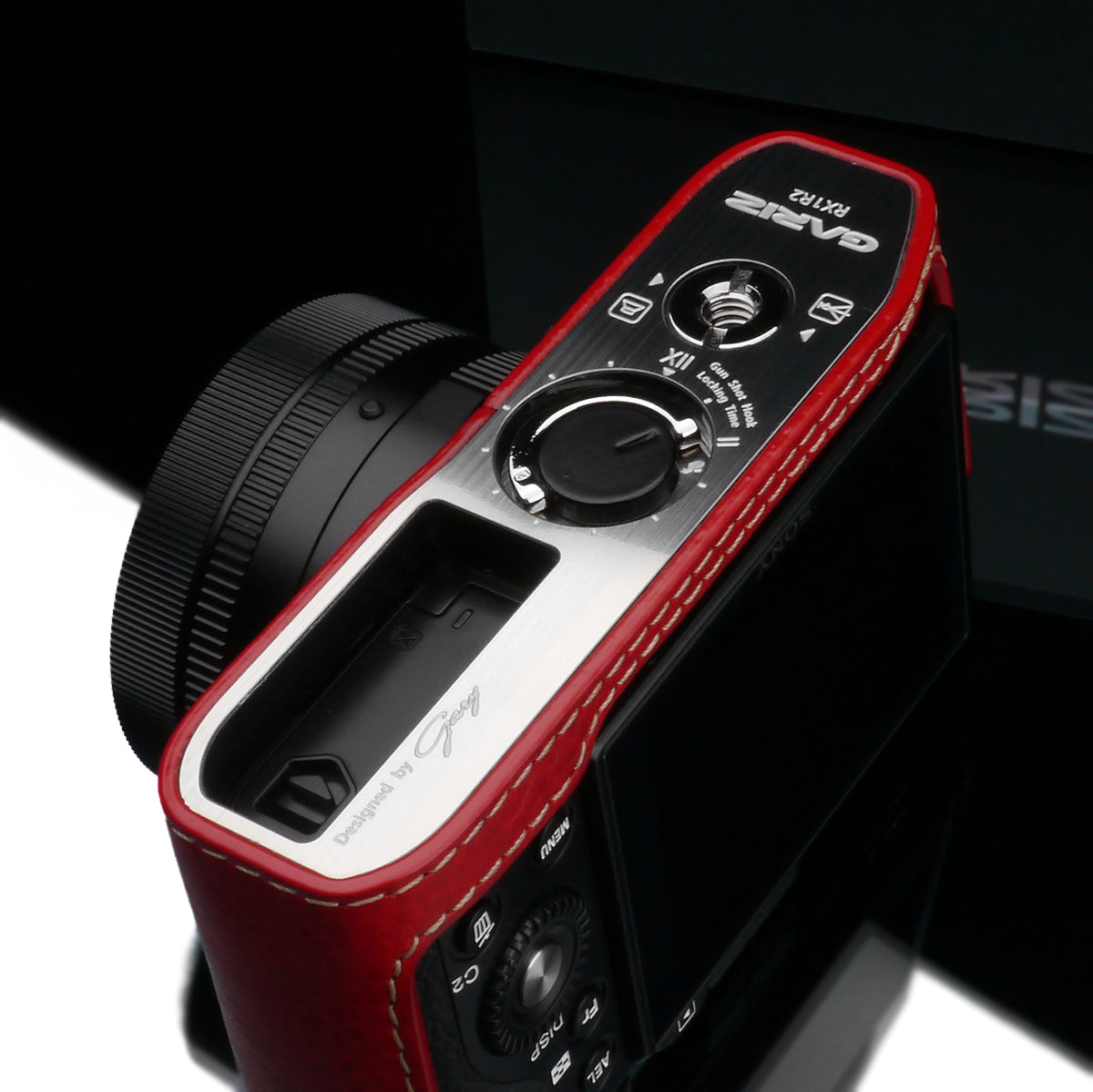 Gariz Red Leather Camera Half Case HG-RX1R2R for Sony DSC-RX1RII Case