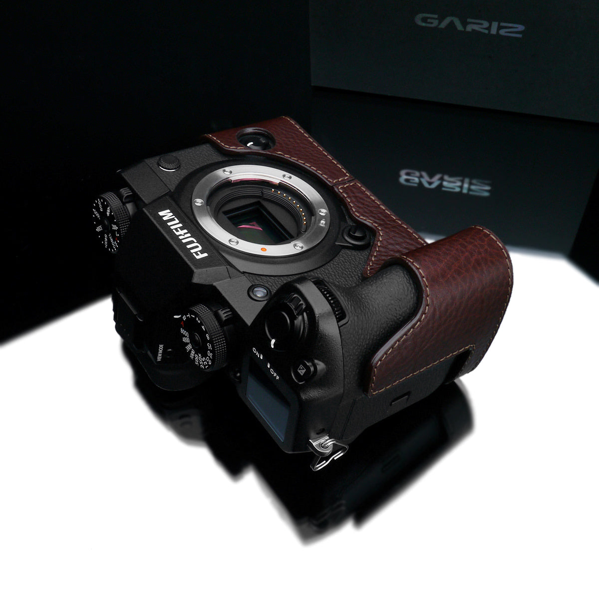 Gariz XS-CHXH1BR Leather Camera Half Case Brown for Fujifilm X-H1